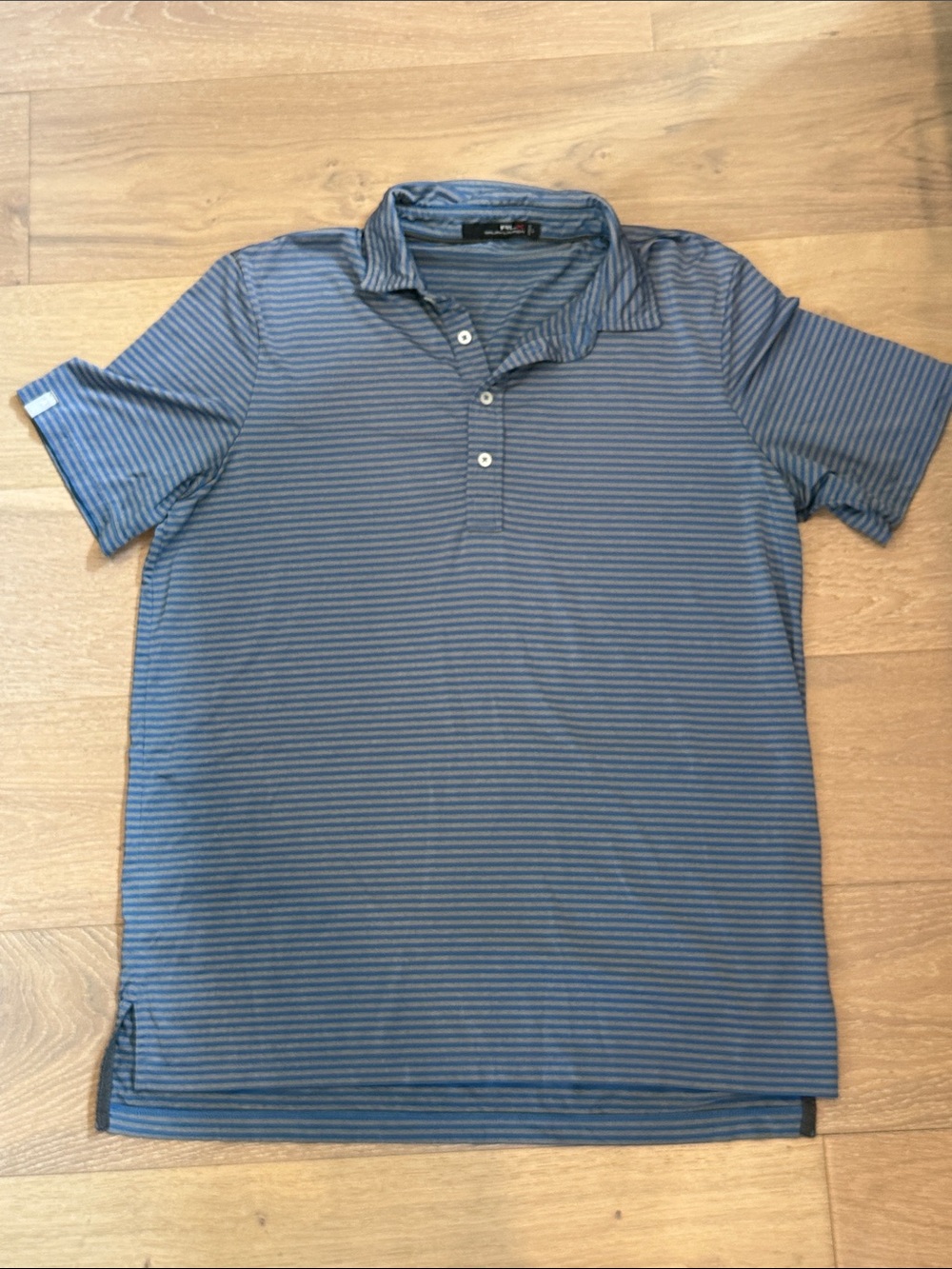 Ralph Lauren Blue and Gray Striped Polo Shirt